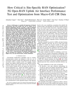 How Critical is Site-Specific RAN Optimization? 5G Open-RAN Uplink Air
  Interface Performance Test and Optimization from Macro-Cell CIR Data