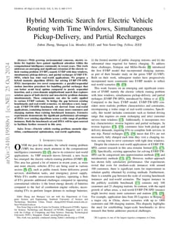 Hybrid Memetic Search for Electric Vehicle Routing with Time Windows, Simultaneous Pickup-Delivery, and Partial Recharges
