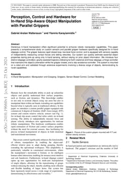 Perception, Control and Hardware for In-Hand Slip-Aware Object
  Manipulation with Parallel Grippers