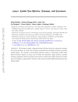 cymyc -- Calabi-Yau Metrics, Yukawas, and Curvature