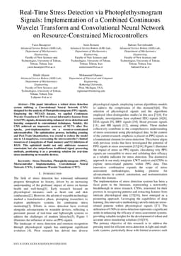 Real-Time Stress Detection via Photoplethysmogram Signals:
  Implementation of a Combined Continuous Wavelet Transform and Convolutional
  Neural Network on Resource-Constrained Microcontrollers