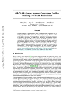 GL-NeRF: Gauss-Laguerre Quadrature Enables Training-Free NeRF
  Acceleration