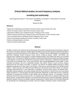 Critical biblical studies via word frequency analysis: unveiling text
  authorship
