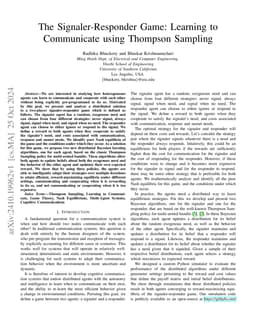 The Signaler-Responder Game: Learning to Communicate using Thompson
  Sampling