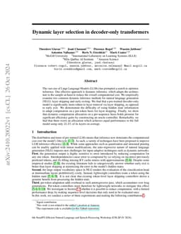 Dynamic layer selection in decoder-only transformers