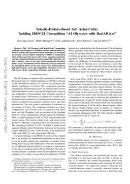 Velocity-History-Based Soft Actor-Critic Tackling IROS'24 Competition
  "AI Olympics with RealAIGym"