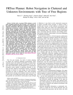 FRTree Planner: Robot Navigation in Cluttered and Unknown Environments with Tree of Free Regions