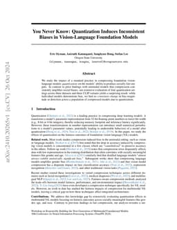 You Never Know: Quantization Induces Inconsistent Biases in
  Vision-Language Foundation Models