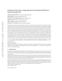 Limitations of the LLM-as-a-Judge Approach for Evaluating LLM Outputs in
  Expert Knowledge Tasks