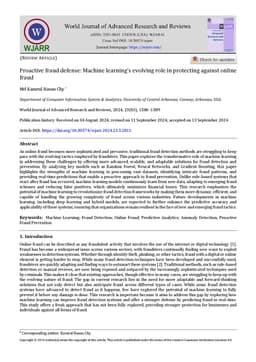 Proactive Fraud Defense: Machine Learning's Evolving Role in Protecting
  Against Online Fraud