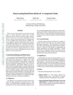 Deep Learning Based Dense Retrieval: A Comparative Study