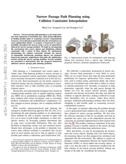 Narrow Passage Path Planning using Collision Constraint Interpolation