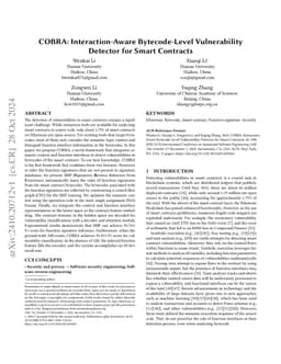 COBRA: Interaction-Aware Bytecode-Level Vulnerability Detector for Smart
  Contracts