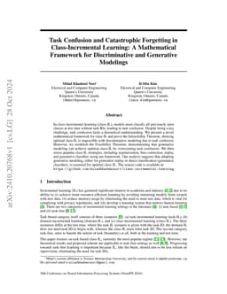 Task Confusion and Catastrophic Forgetting in Class-Incremental
  Learning: A Mathematical Framework for Discriminative and Generative
  Modelings