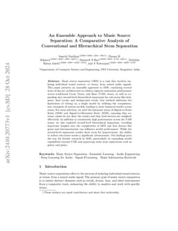 An Ensemble Approach to Music Source Separation: A Comparative Analysis
  of Conventional and Hierarchical Stem Separation