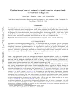 Evaluation of neural network algorithms for atmospheric turbulence
  mitigation