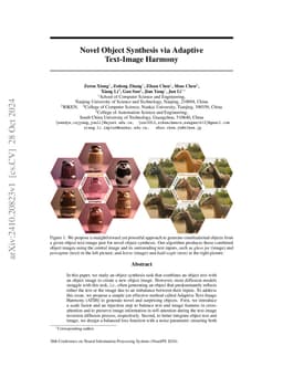 Novel Object Synthesis via Adaptive Text-Image Harmony