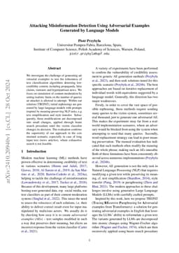 Attacking Misinformation Detection Using Adversarial Examples Generated
  by Language Models