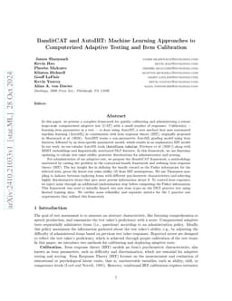 BanditCAT and AutoIRT: Machine Learning Approaches to Computerized
  Adaptive Testing and Item Calibration