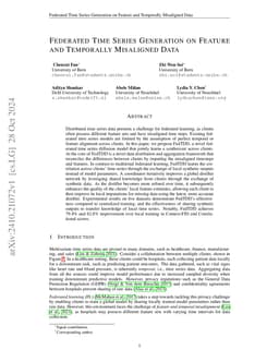Federated Time Series Generation on Feature and Temporally Misaligned
  Data