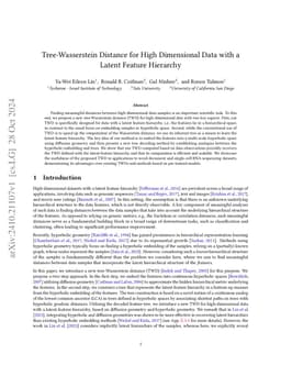 Tree-Wasserstein Distance for High Dimensional Data with a Latent Feature Hierarchy