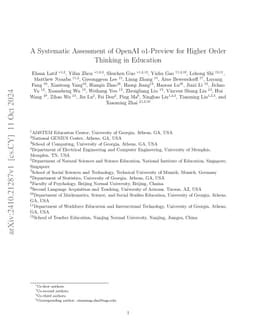 A Systematic Assessment of OpenAI o1-Preview for Higher Order Thinking
  in Education