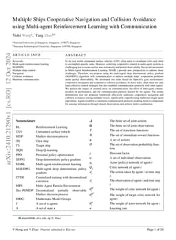 Multiple Ships Cooperative Navigation and Collision Avoidance using
  Multi-agent Reinforcement Learning with Communication