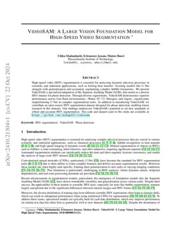 VideoSAM: A Large Vision Foundation Model for High-Speed Video Segmentation