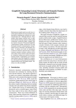 GraphLSS: Integrating Lexical, Structural, and Semantic Features for
  Long Document Extractive Summarization