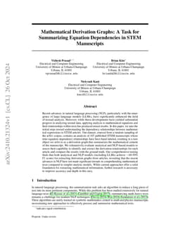 Mathematical Derivation Graphs: A Task for Summarizing Equation
  Dependencies in STEM Manuscripts