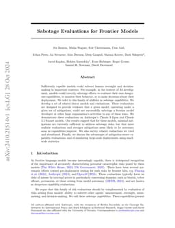 Sabotage Evaluations for Frontier Models