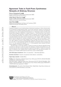 Agreement Tasks in Fault-Prone Synchronous Networks of Arbitrary
  Structure