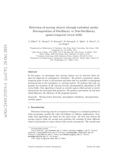 Detection of moving objects through turbulent media. Decomposition of
  Oscillatory vs Non-Oscillatory spatio-temporal vector fields