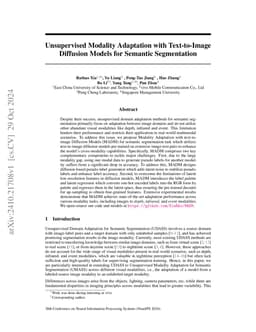 Unsupervised Modality Adaptation with Text-to-Image Diffusion Models for
  Semantic Segmentation