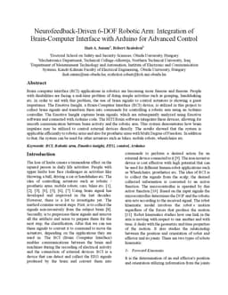 Neurofeedback-Driven 6-DOF Robotic Arm: Integration of Brain-Computer
  Interface with Arduino for Advanced Control
