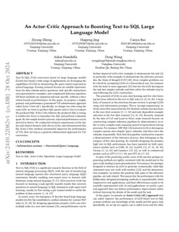 An Actor-Critic Approach to Boosting Text-to-SQL Large Language Model