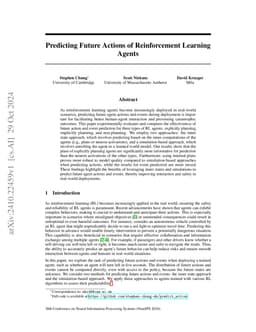 Predicting Future Actions of Reinforcement Learning Agents