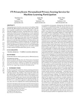 FT-PrivacyScore: Personalized Privacy Scoring Service for Machine
  Learning Participation