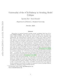 Universality of the $π^2/6$ Pathway in Avoiding Model Collapse