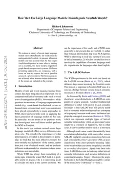 How Well Do Large Language Models Disambiguate Swedish Words?