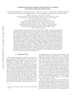 Conditioned quantum-assisted deep generative surrogate for
  particle-calorimeter interactions