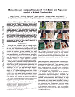 Human-inspired Grasping Strategies of Fresh Fruits and Vegetables
  Applied to Robotic Manipulation