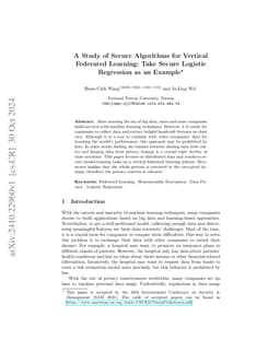 A Study of Secure Algorithms for Vertical Federated Learning: Take
  Secure Logistic Regression as an Example
