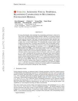 TOMATO: Assessing Visual Temporal Reasoning Capabilities in Multimodal
  Foundation Models