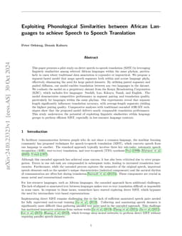 Exploiting Phonological Similarities between African Languages to
  achieve Speech to Speech Translation