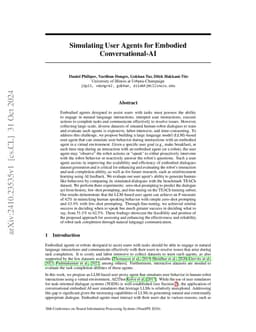 Simulating User Agents for Embodied Conversational-AI