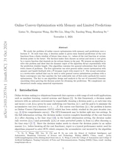 Online Convex Optimization with Memory and Limited Predictions