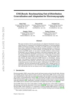 EMGBench: Benchmarking Out-of-Distribution Generalization and Adaptation
  for Electromyography