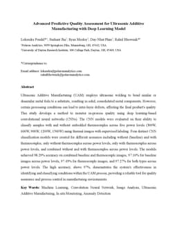 Advanced Predictive Quality Assessment for Ultrasonic Additive Manufacturing with Deep Learning Model