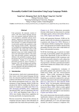 Personality-Guided Code Generation Using Large Language Models